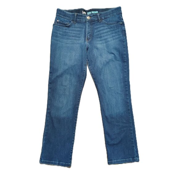 LEE Total Freedom Sz 12 Women's Mid Rise Solid Straight Leg Stretch Jeans - Picture 1 of 3